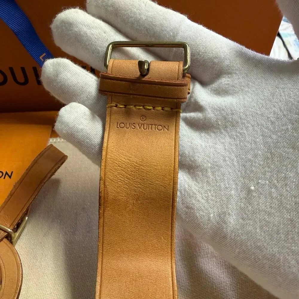 Louis Vuitton Vachetta Leather Luggage Tag and Poignet Authentic NO BOX - Picture 10 of 12